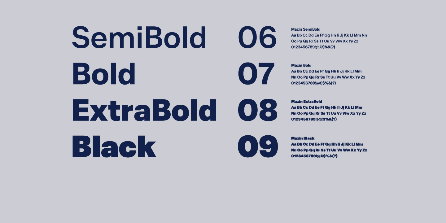Przykład czcionki Mazin SemiBold Italic